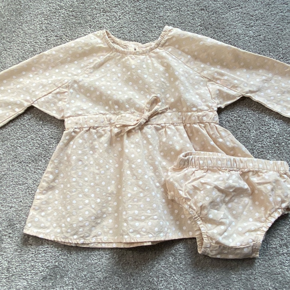 Baby Girl ettie +h Polka Dot Dress - Cream